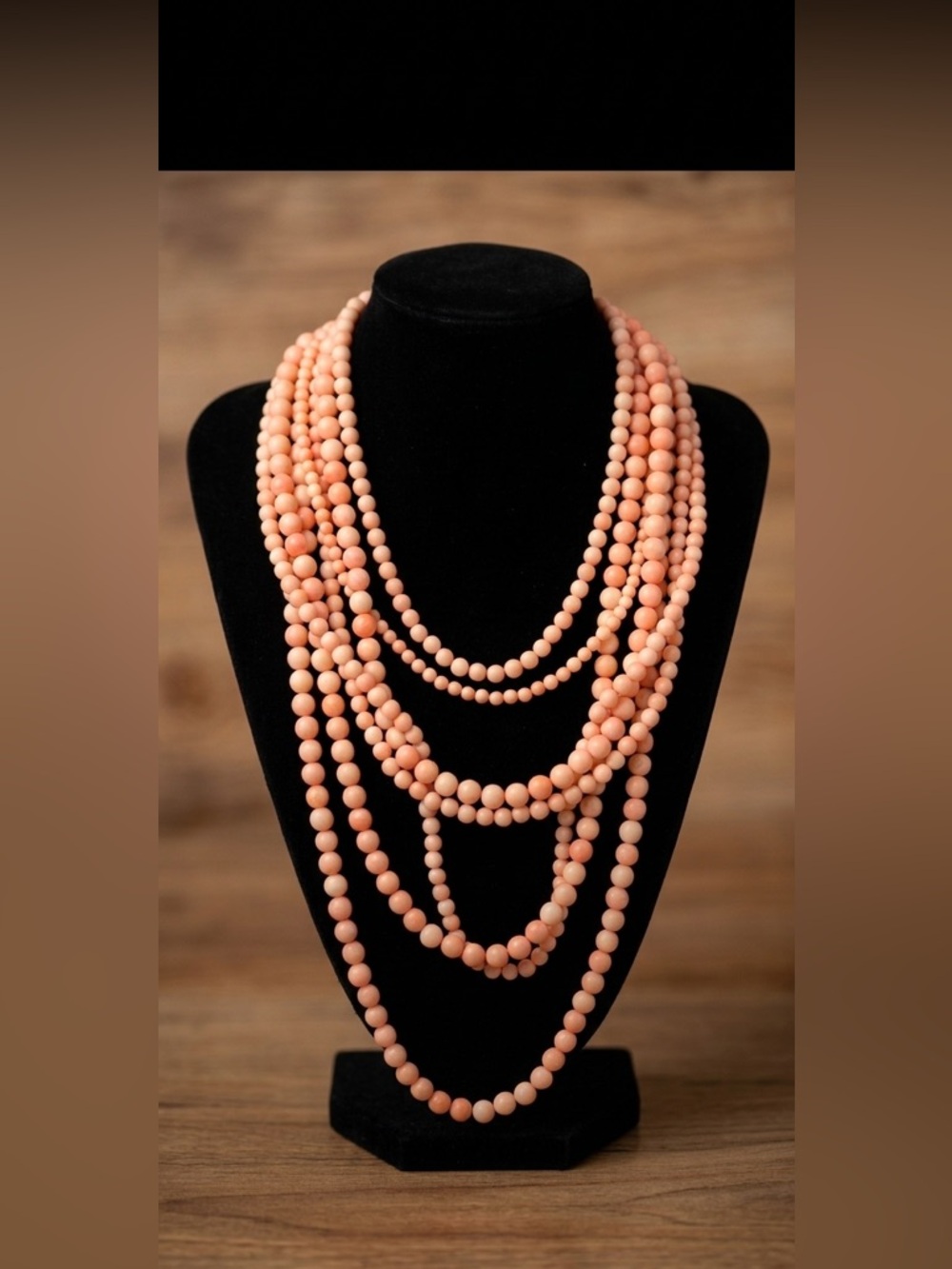 Multi-Strand Peach Bead Necklace for Women